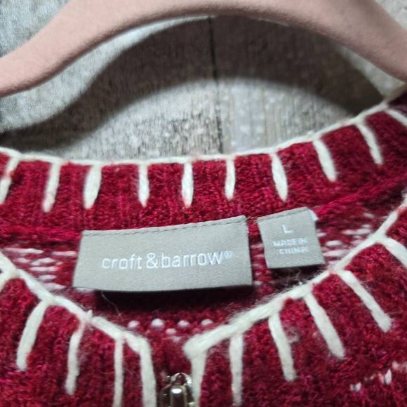 Croft & Barrow Wool Silk Blend Polar Bear Knit Zip Cardigan Jacket - Picture 5 of 6